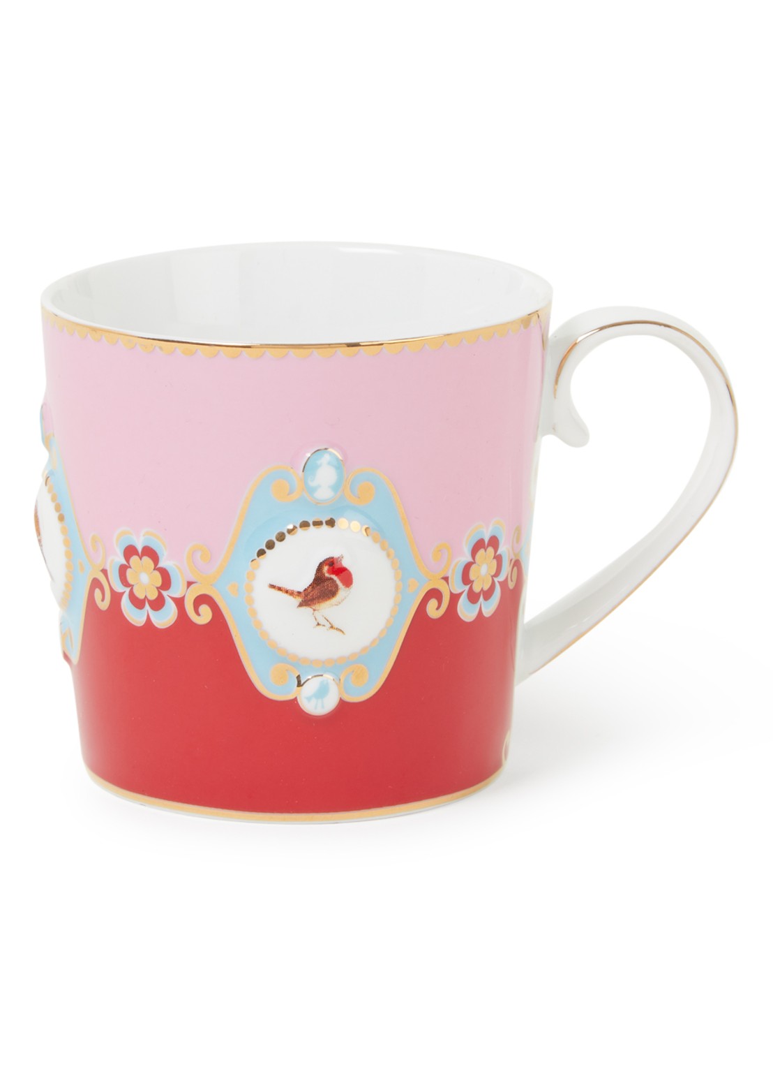 Pip Studio Love Birds Medallion kopje 15 cl - voorkant lichtroze