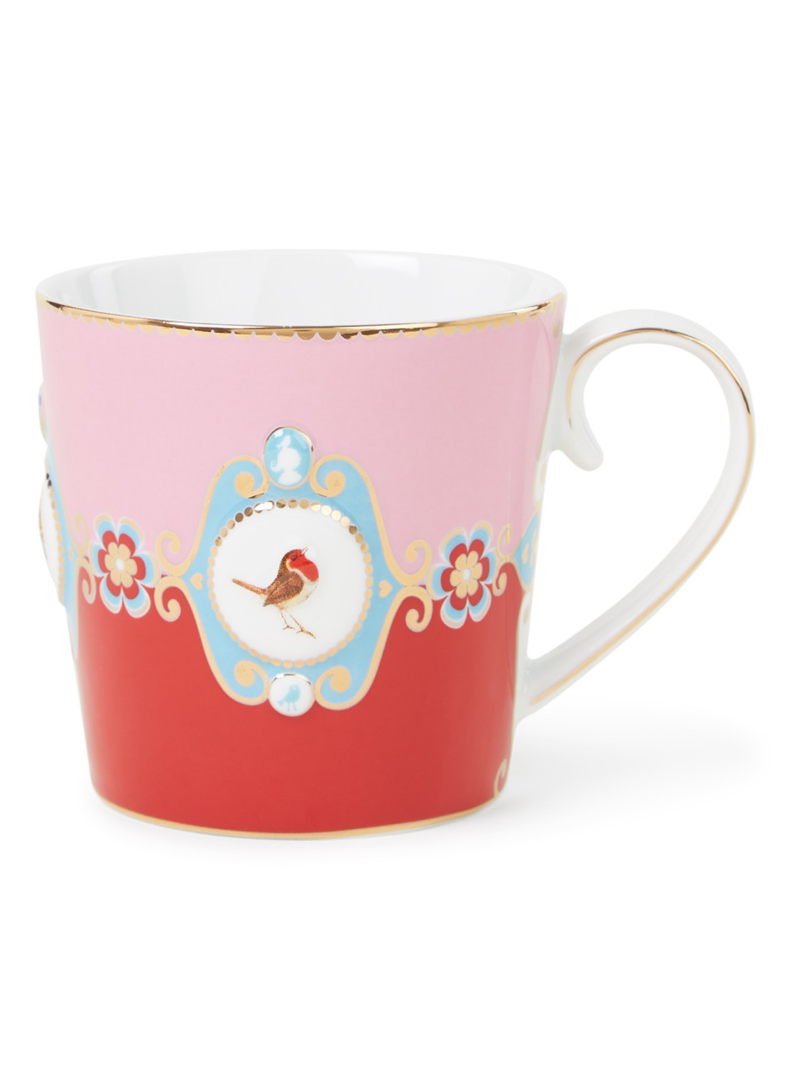 Pip Studio Love Birds Medallion kopje 25 cl - voorkant lichtroze