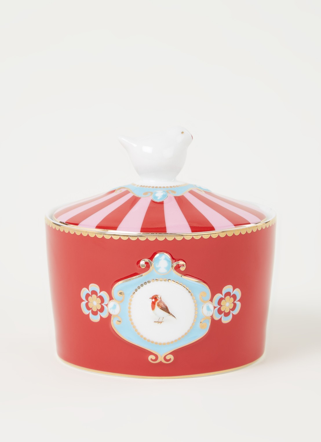Pip Studio Love Birds Medallion suikerpot  - voorkant 2 steenrood