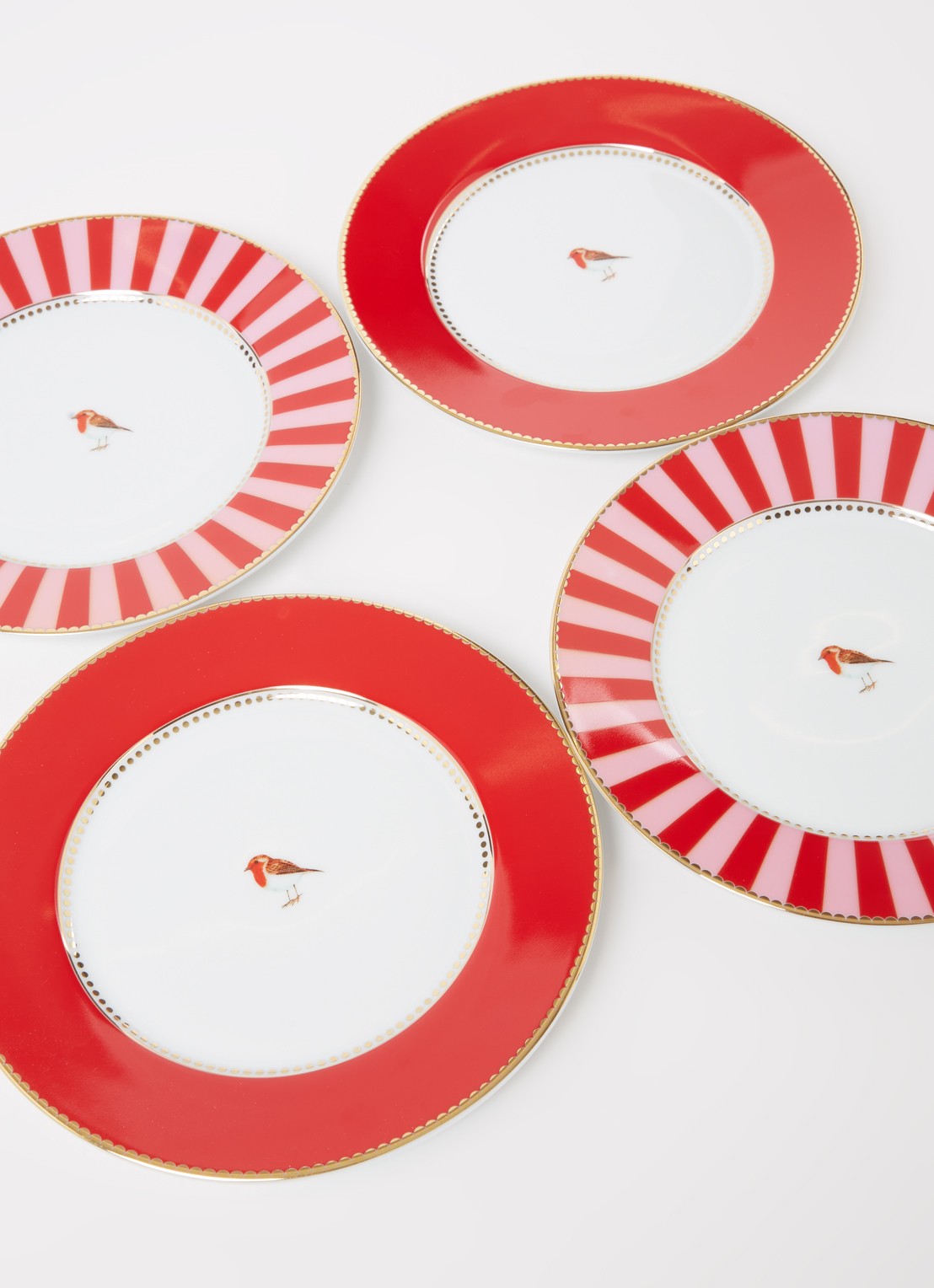 Pip Studio Love Birds ontbijtbord 17 cm set van 4 - detail 3 steenrood