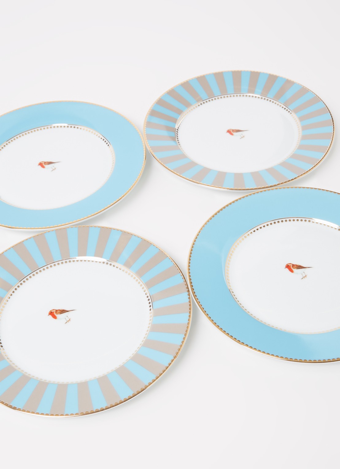 Pip Studio Love Birds ontbijtbord 17 cm set van 4 - detail 3 lichtblauw