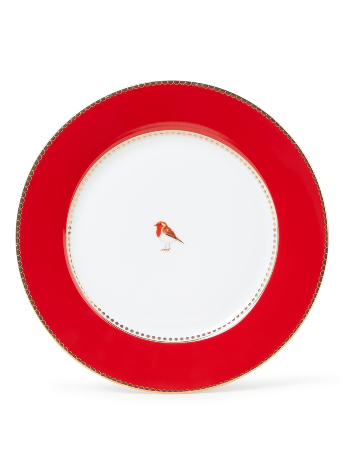 Pip Studio Love Birds ontbijtbord 21 cm - voorkant steenrood