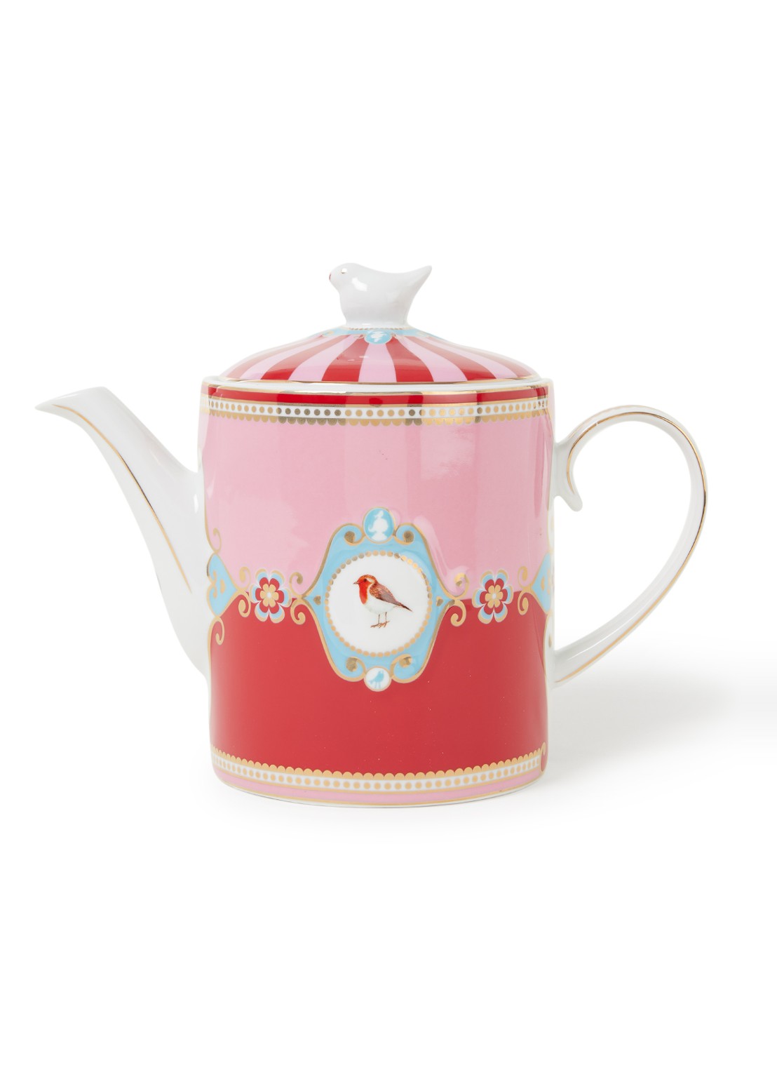 Pip Studio Love Birds theepot 1,3 liter - voorkant 2 roze