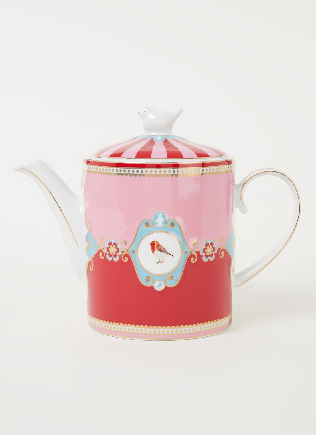 Pip Studio Love Birds theepot 1,3 liter - voorkant 3 roze