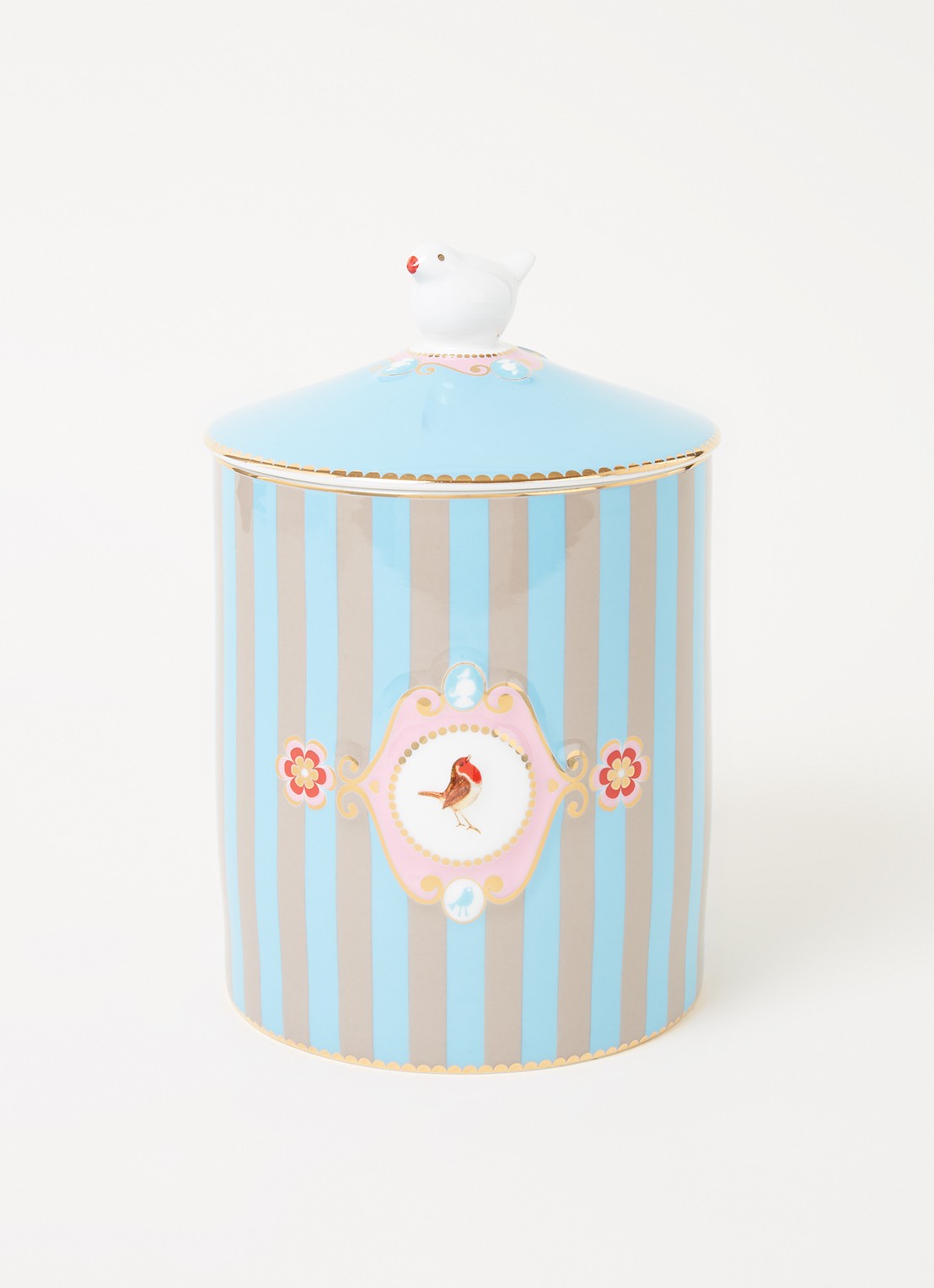 Pip Studio Love Birds voorraadpot - voorkant 2 lichtblauw