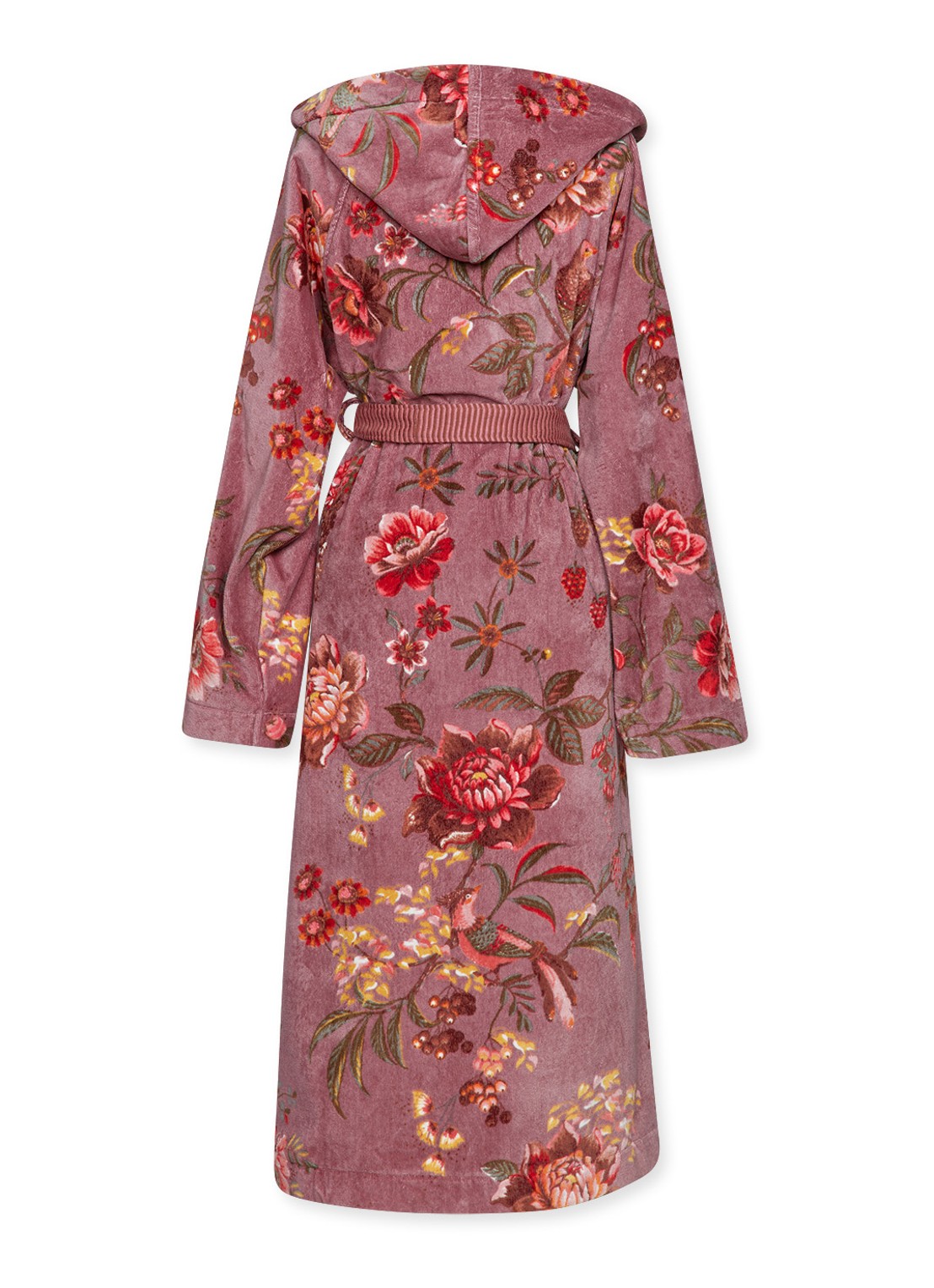 Pip Studio Mauve badjas van fluweel met bloemenprint - achterkant 5 paars