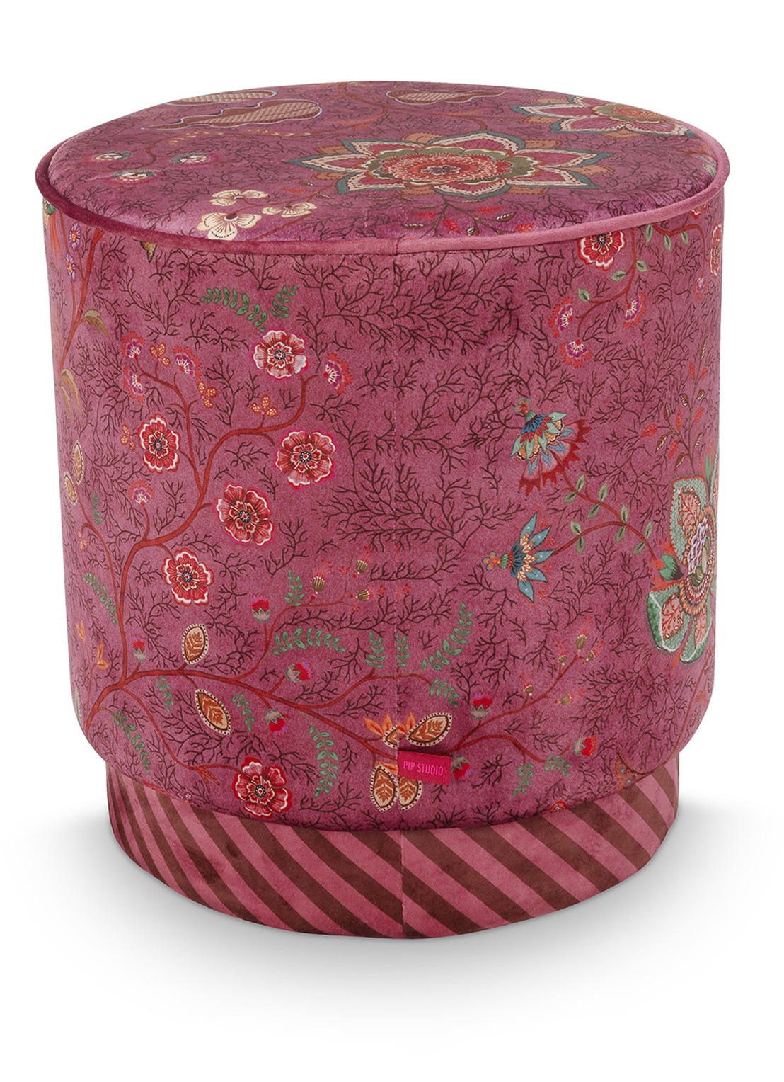 Pip Studio Mumbai Morning poef 40 x 45 cm - achterkant 4 roze