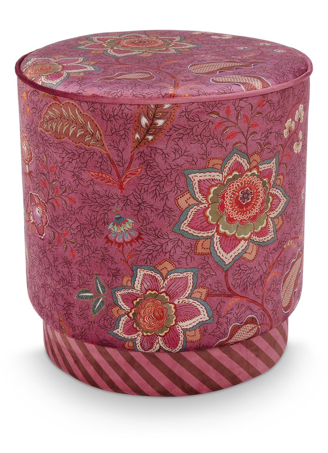 Pip Studio Mumbai Morning poef 40 x 45 cm - voorkant 5 roze