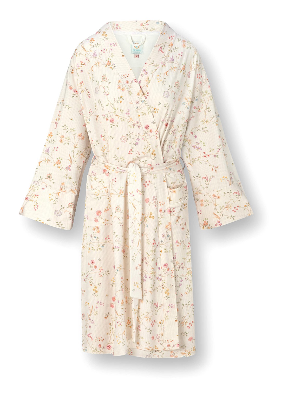 Pip Studio Naomi kimono met bloemenprint - voorkant 2 gebroken wit
