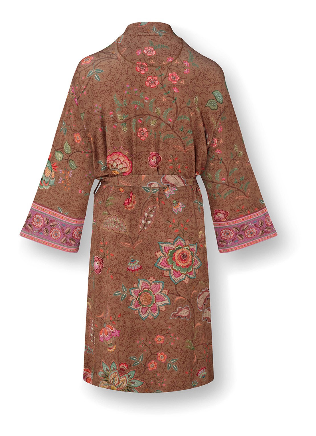 Pip Studio Naomi Mumbai Morning kimono met bloemenprint - achterkant 5 bruin