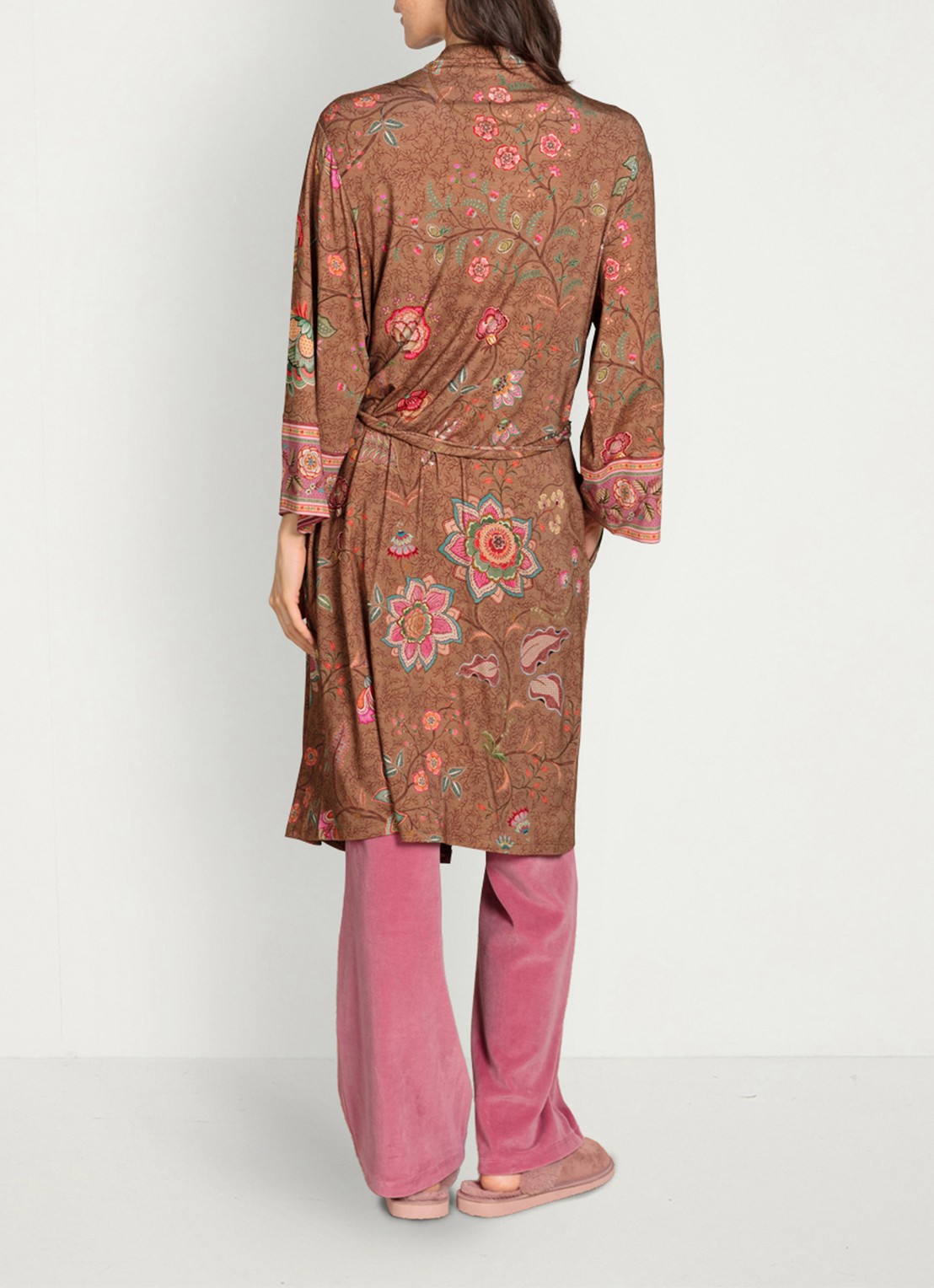 Pip Studio Naomi Mumbai Morning kimono met bloemenprint - detail 4 bruin
