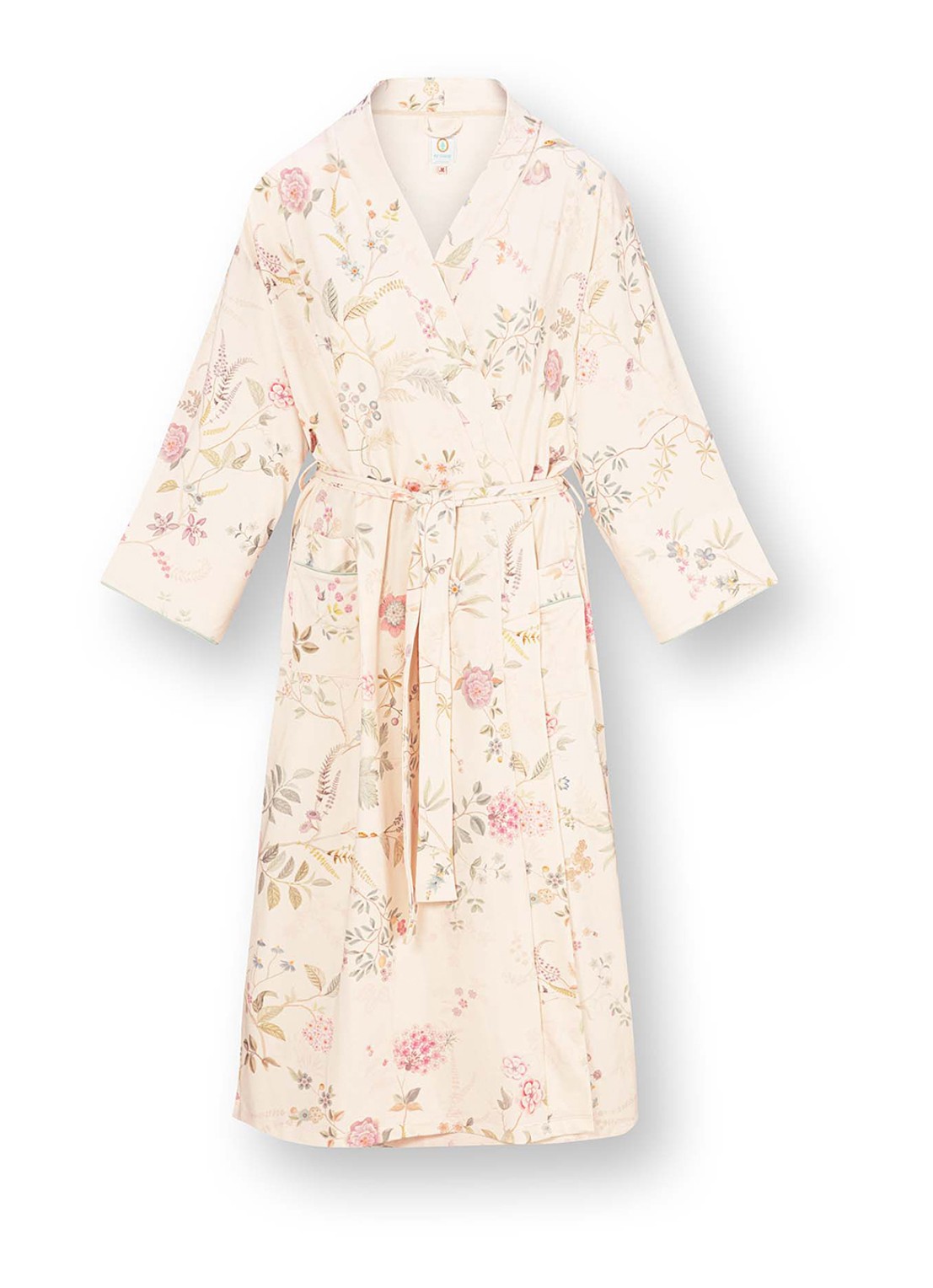 Pip Studio Noa Bodhi Flower kimono met bloemenprint - voorkant 3 gebroken wit