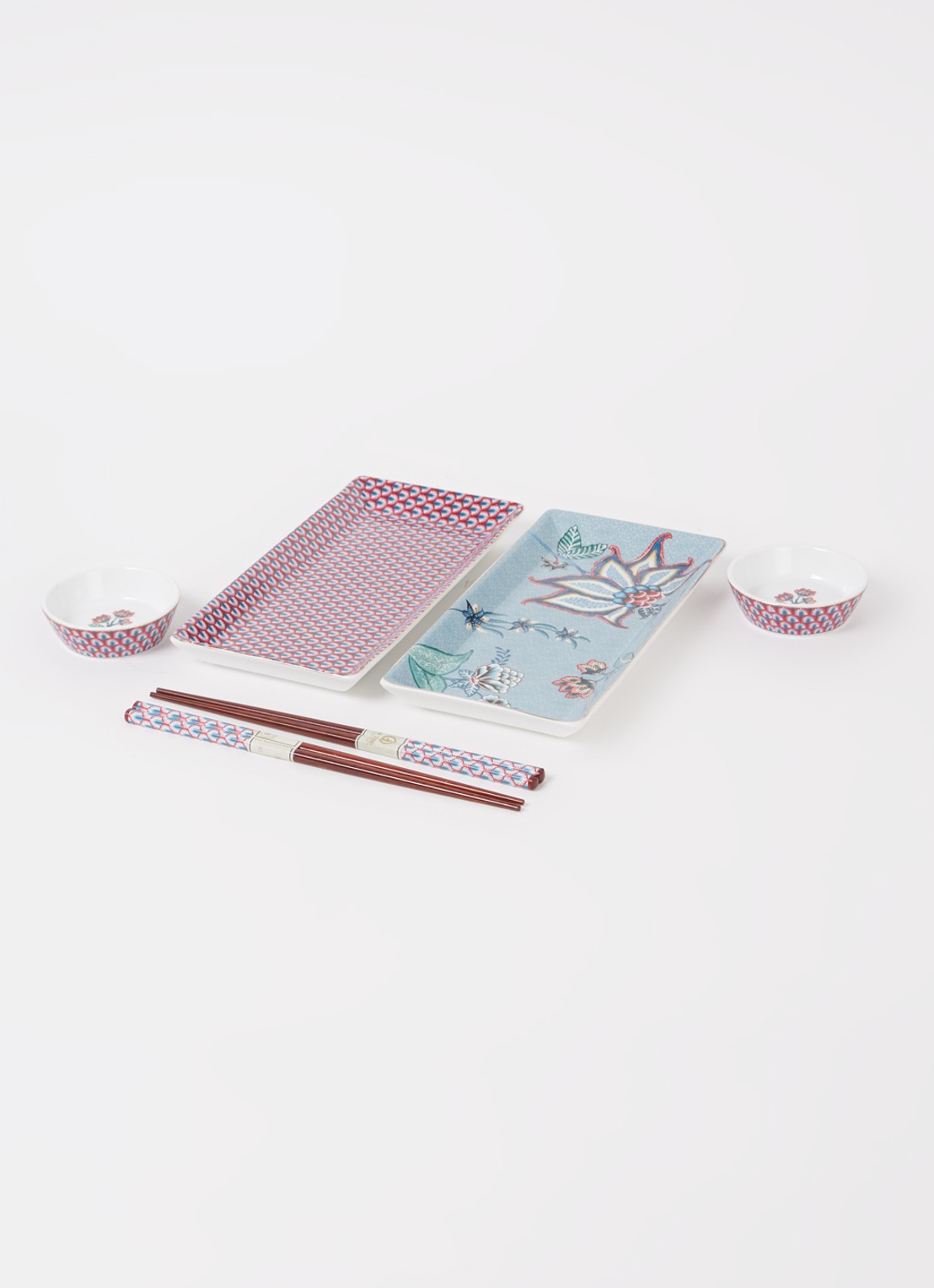 Pip Studio Oriental Flower Festival sushi serviesset 6-delig - detail 3 blauw