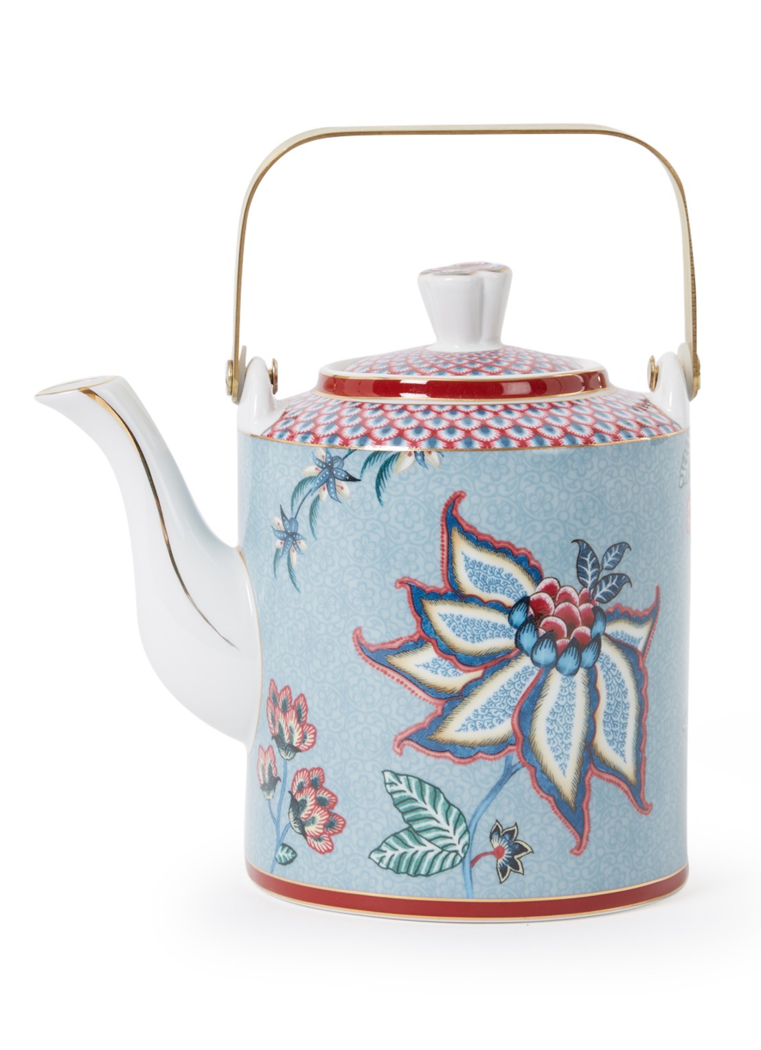 Pip Studio Oriental Flower Festival theepot 1 liter - voorkant blauw