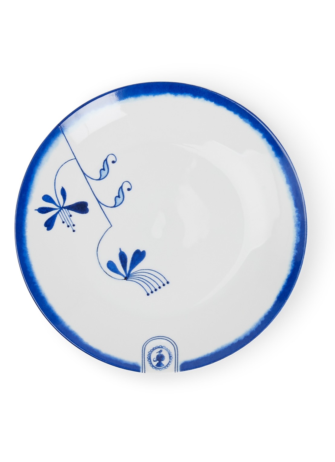 Pip Studio Pip & The Blue Bird gebaksbordje 15 cm - voorkant 2 wit