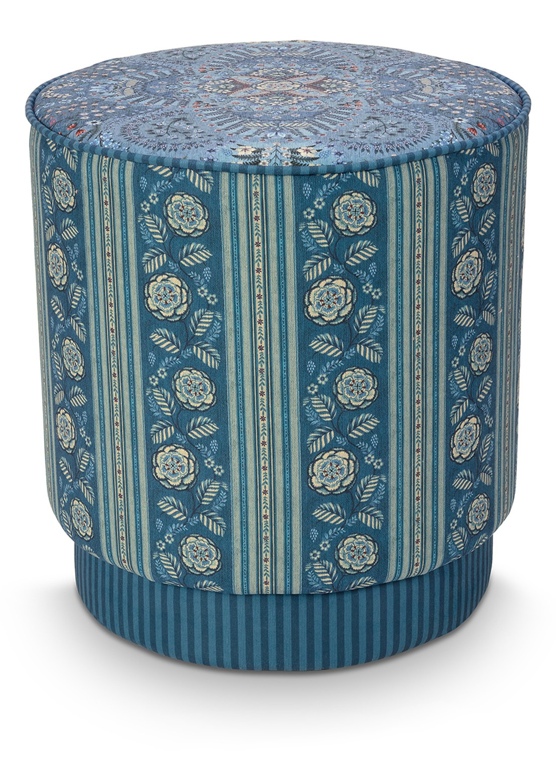 Pip Studio Rosa Rani poef 40 x 45 cm - voorkant blauw