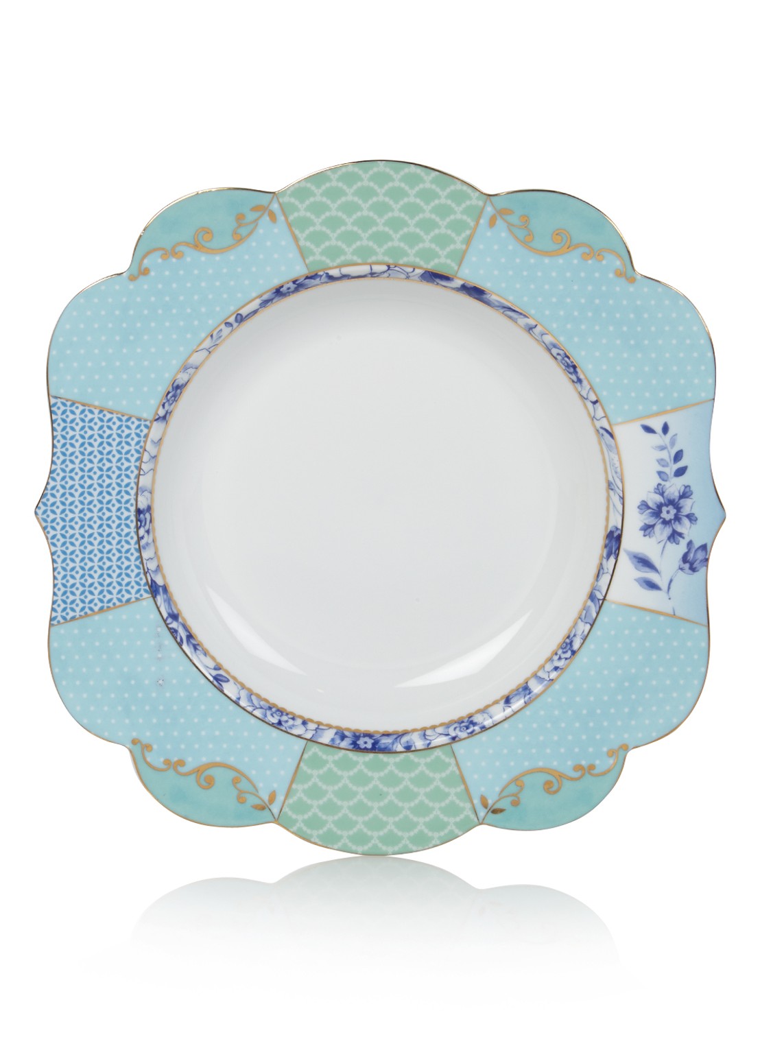 Pip Studio Royal diep bord 23,5 cm - voorkant 2 lichtblauw
