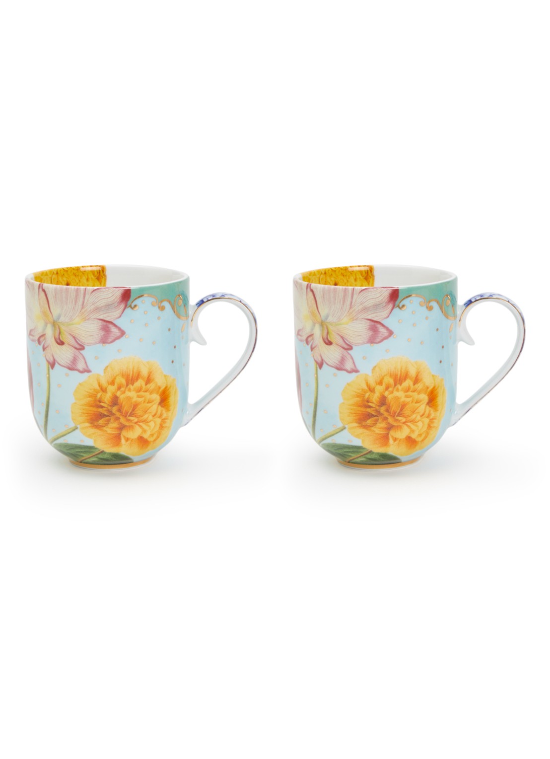 Pip Studio Royal kopje 32,5 cl set van 2 - voorkant lichtblauw