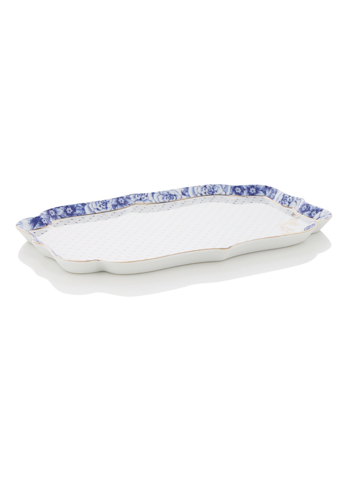 Pip Studio Royal White dienblad 25 cm - voorkant royalblauw