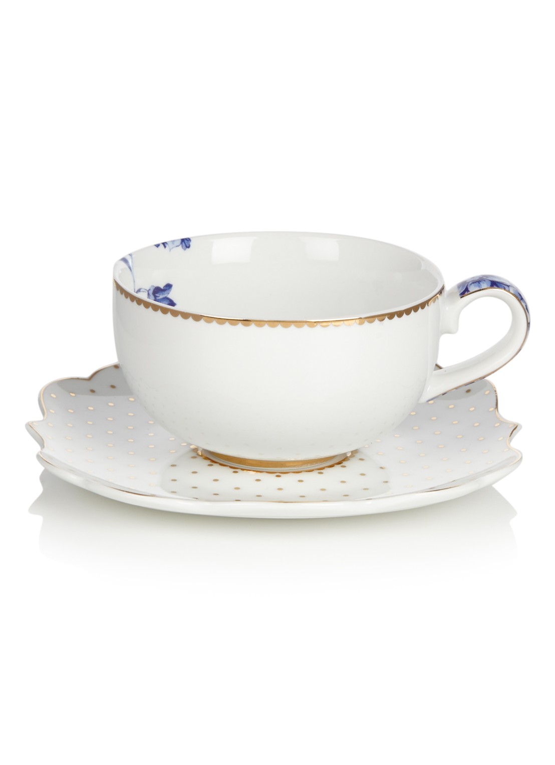 Pip Studio Royal White espressokop en schotel 12,5 cl - voorkant 3 wit