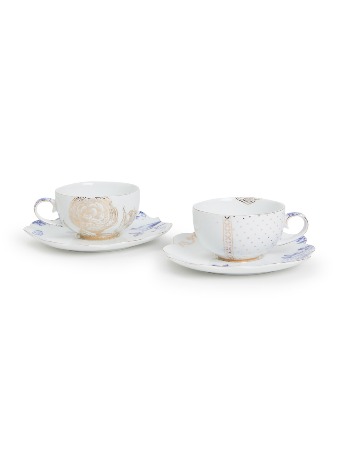 Pip Studio Royal White kop en schotel 25 cl set van 4 - voorkant wit