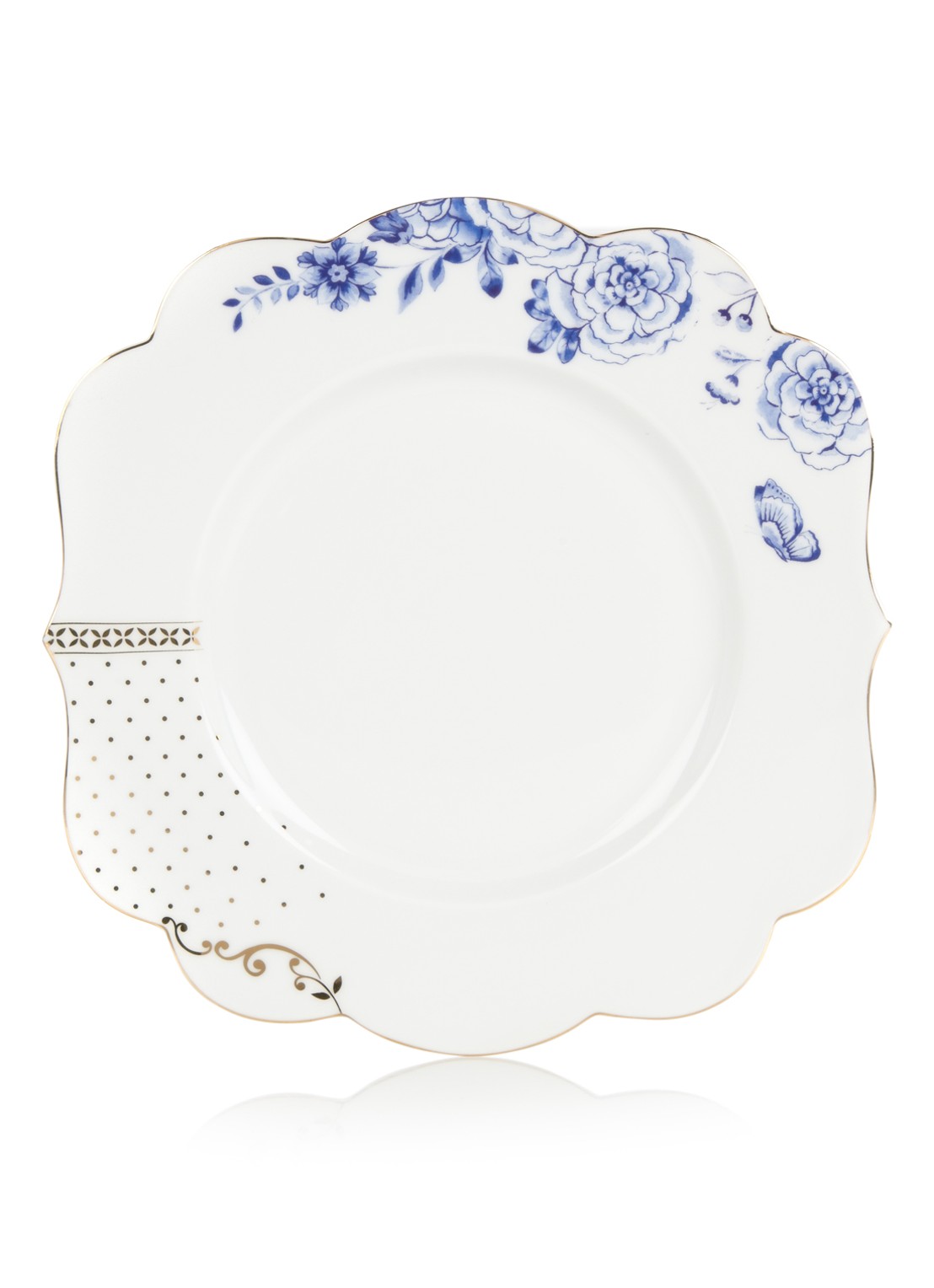 Pip Studio Royal White ontbijtbord 23,5 cm - voorkant 3 wit