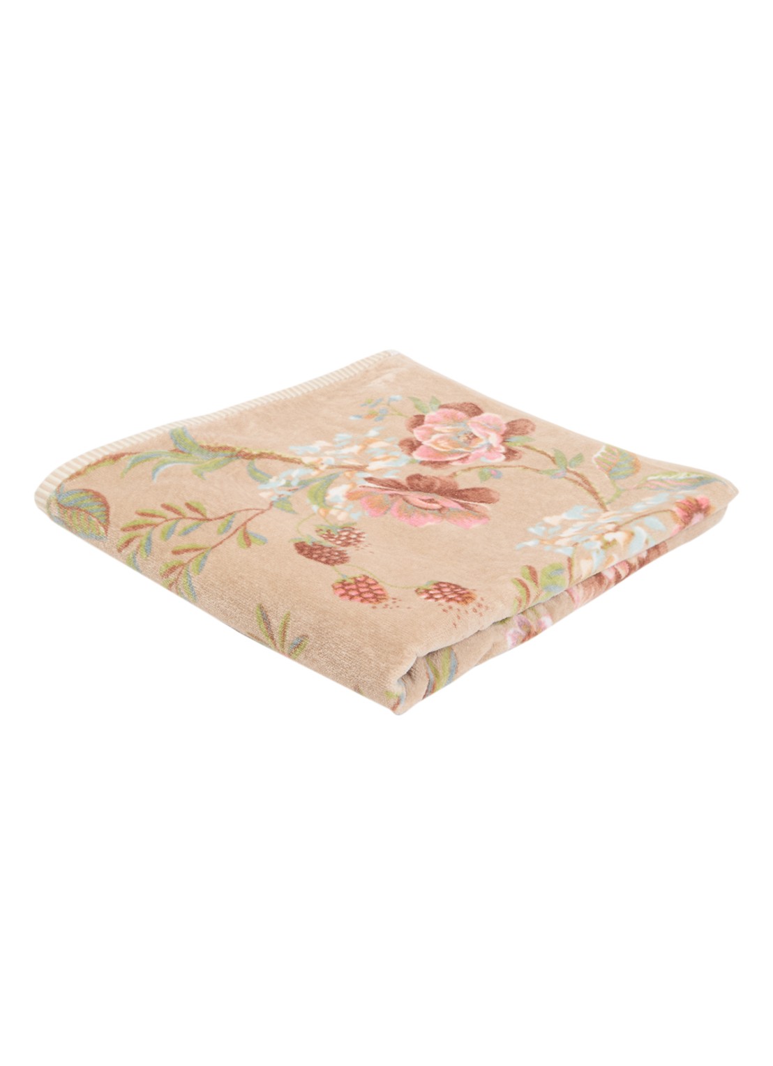 Pip Studio Secret garden badhanddoek van katoen - 400 gr/m2 - 47 x 140 cm - voorkant 2 zand