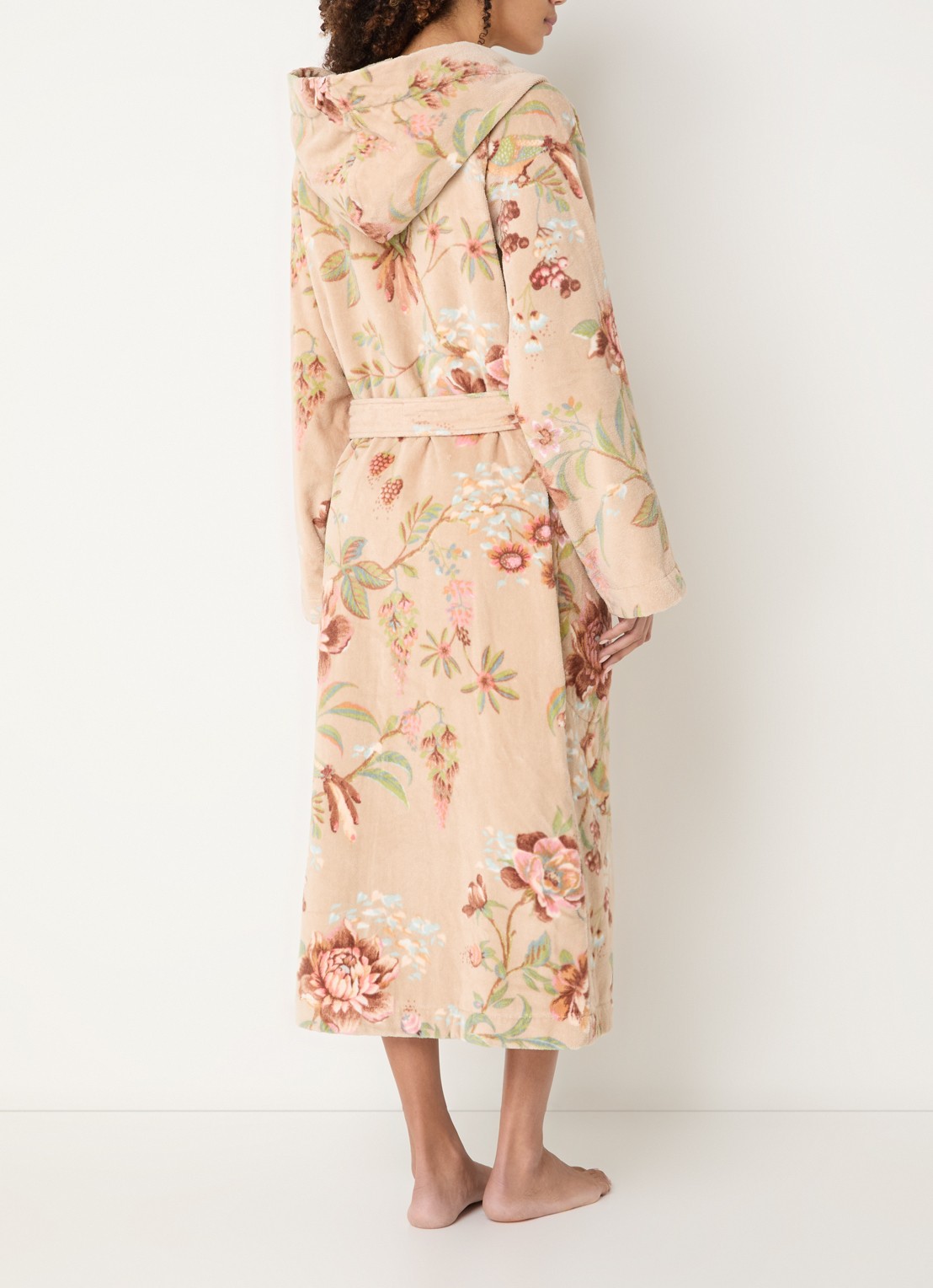 Pip Studio Secret Garden badjas met bloemenprint - unisex - achterkant 2 beige