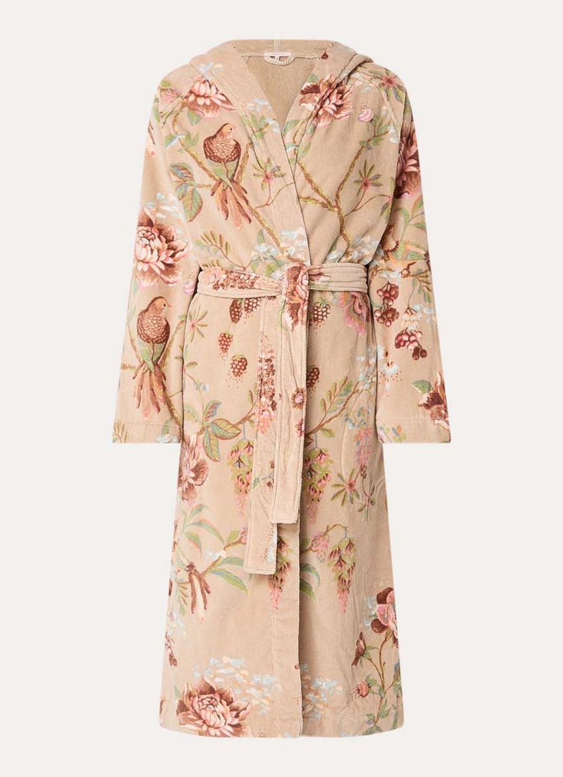 Pip Studio Secret Garden badjas met bloemenprint - unisex - voorkant 3 beige