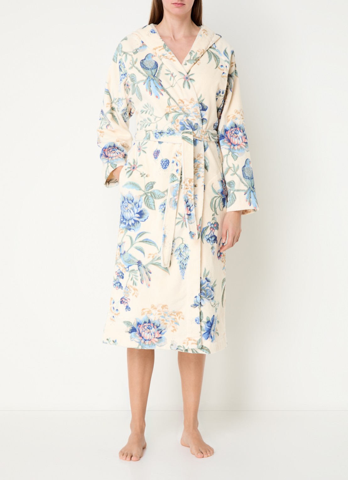 Pip Studio Secret Garden badjas met bloemenprint - detail ivoor