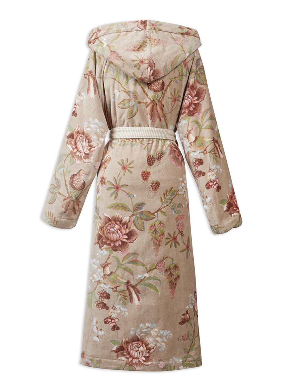 Pip Studio Secret Garden badjas met bloemenprint - voorkant 2 beige
