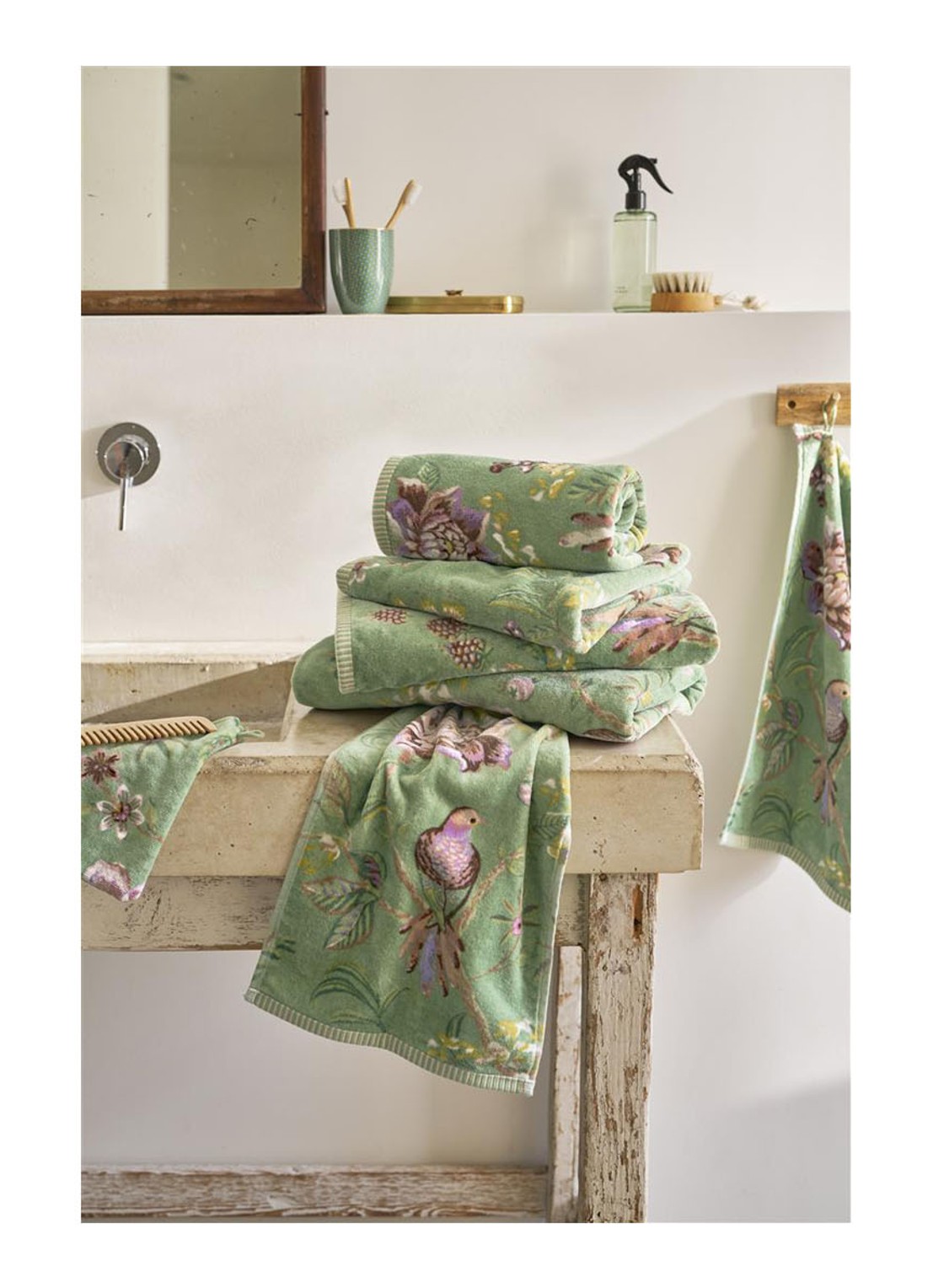 Pip Studio Secret Garden gastendoek van terry katoen - 400 gr/m2 - 30 x 50 cm - detail 3 groen