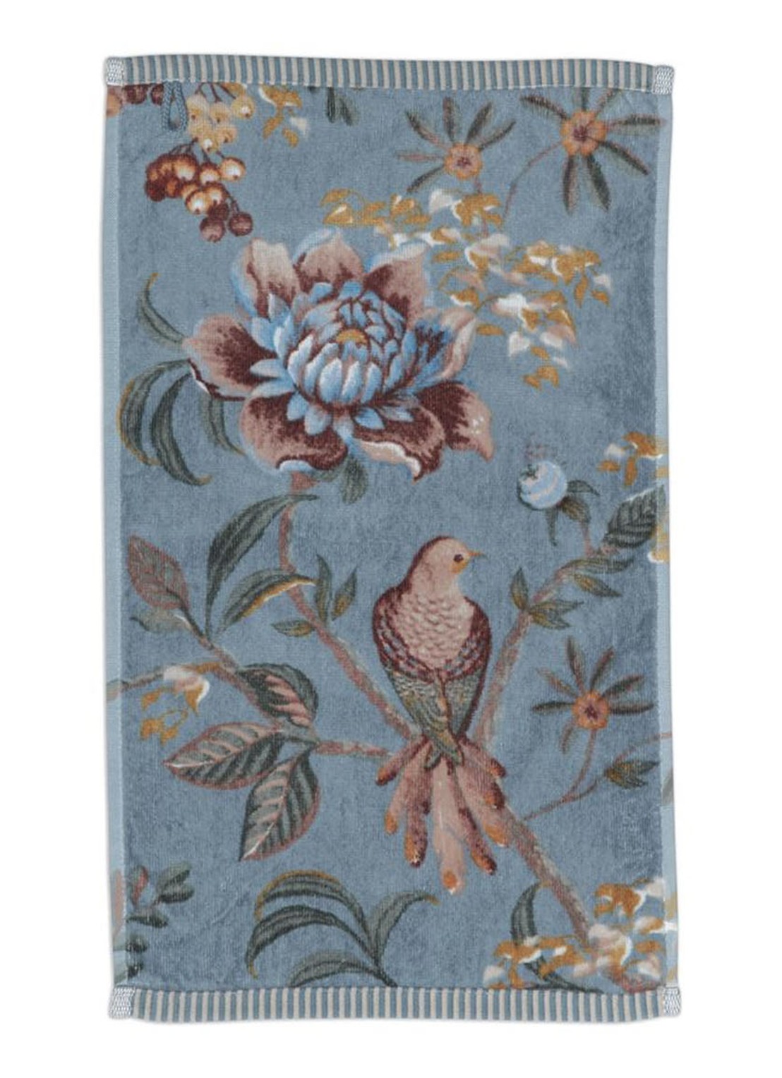 Pip Studio Secret Garden gastendoek van terry katoen - 400 gr/m2 - 30 x 50 cm - voorkant blauw