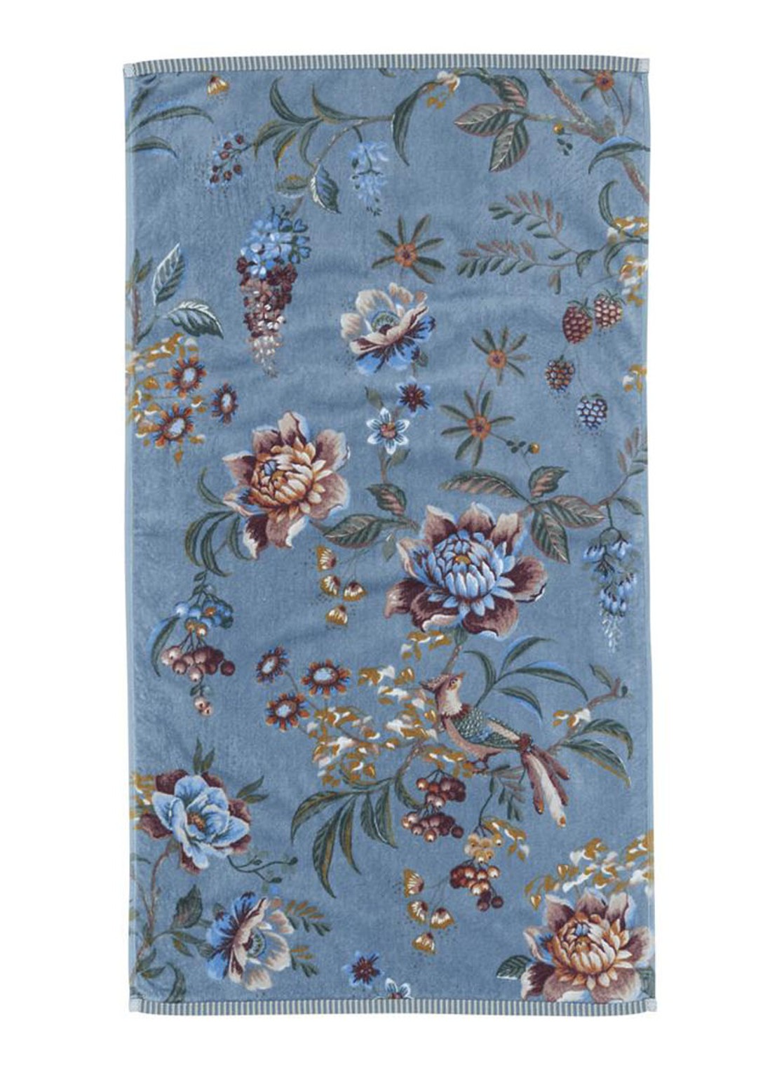 Pip Studio  Secret Garden handdoek van terry katoen - 400 gr/m2 - 55 x 100 cm - voorkant 2 blauw