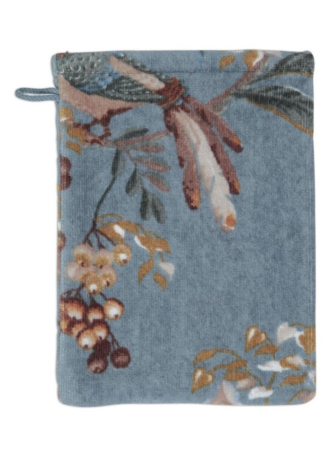 Pip Studio Secret Garden washand van terry katoen - 400 gr/m2 -16 x 22 cm - voorkant 2 blauw