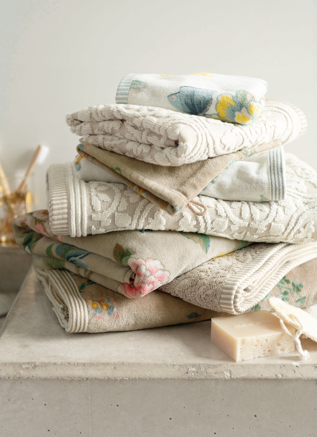 Pip Studio  Tile de Pip douchehanddoek 55 x 100 cm  - detail 3 khaki