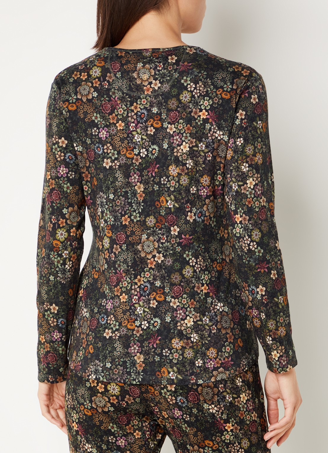Pip Studio Tom pyjamatop met bloemenprint - achterkant groen