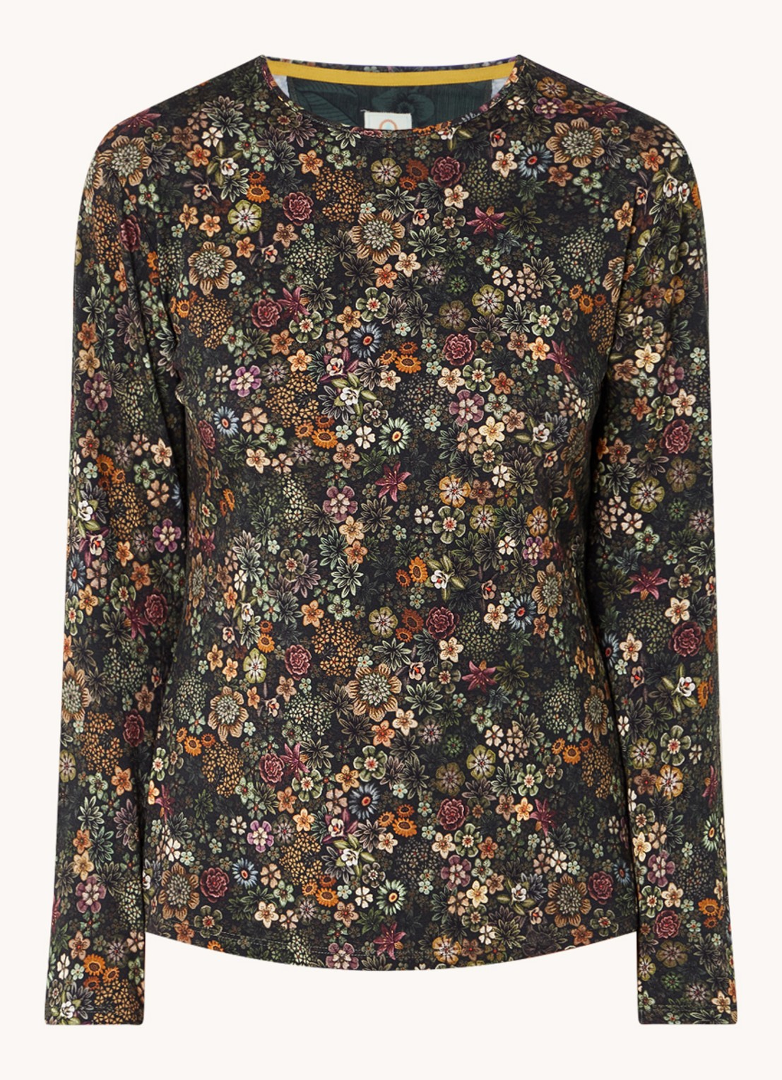 Pip Studio Tom pyjamatop met bloemenprint - voorkant 2 groen