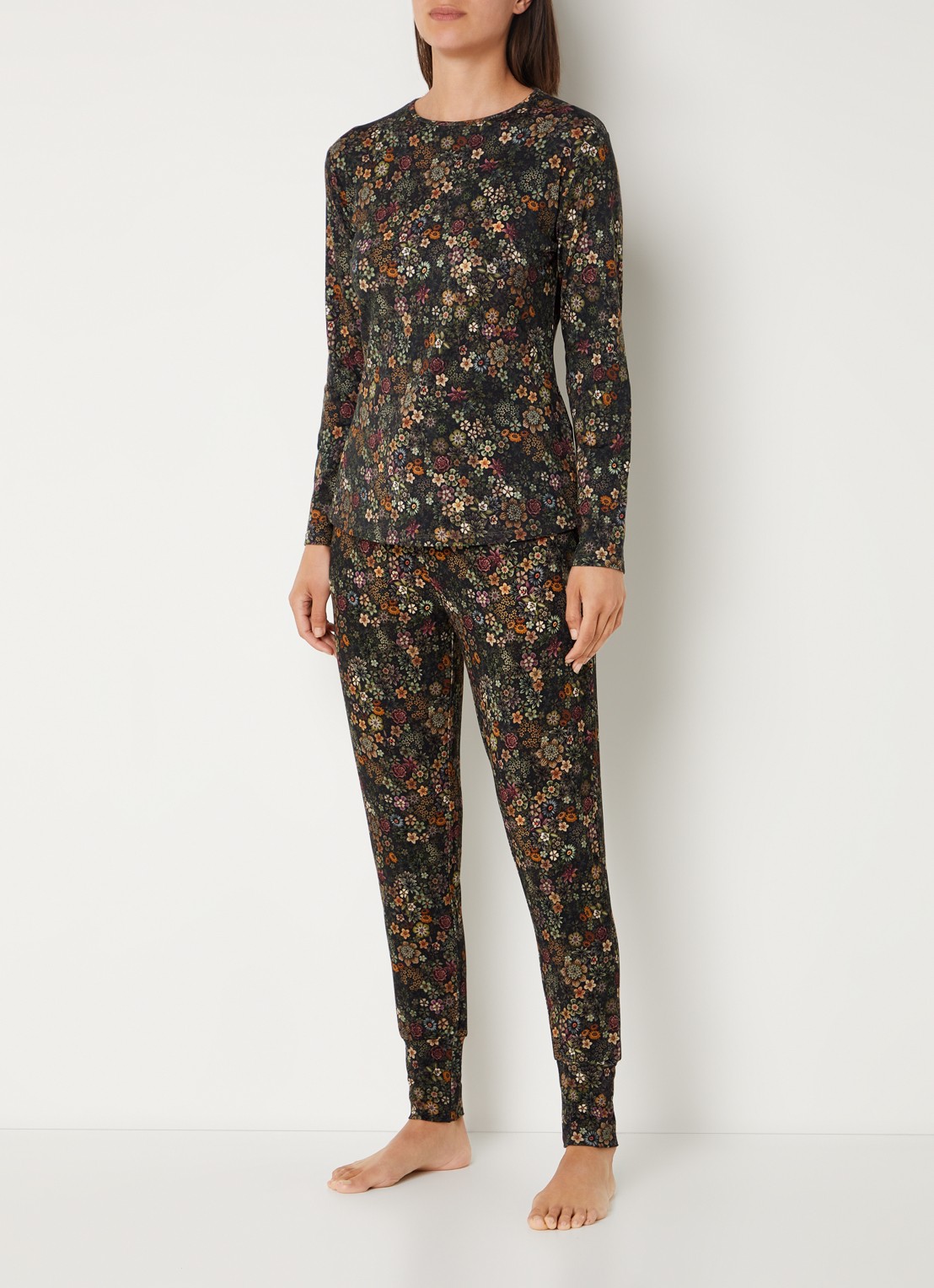 Pip Studio Tom pyjamatop met bloemenprint - voorkant 3 groen