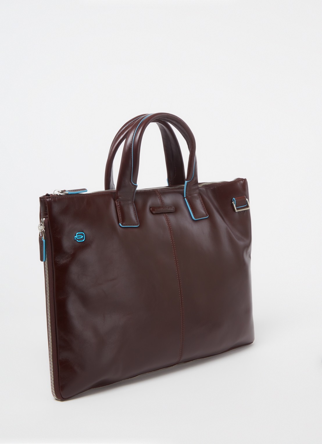 Piquadro Businesstas van kalfsleer met 15 inch laptopvak - achterkant roodbruin