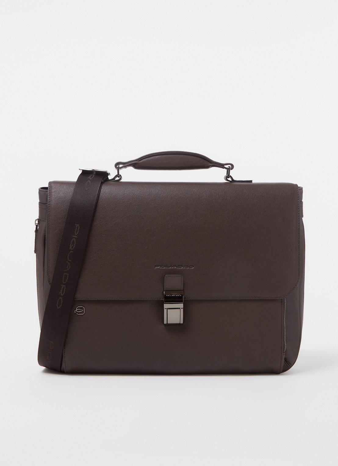 Piquadro Businesstas van leer met 15 inch laptopvak - voorkant 2 donkerbruin