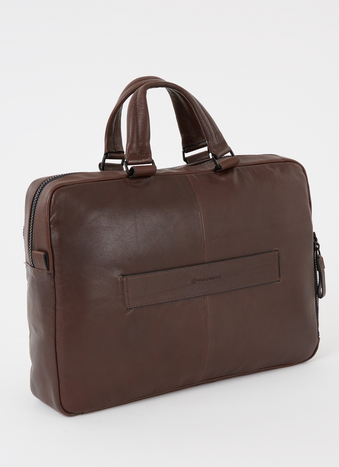 Piquadro Harper businesstas van leer met 15 inch laptopvak - achterkant donkerbruin