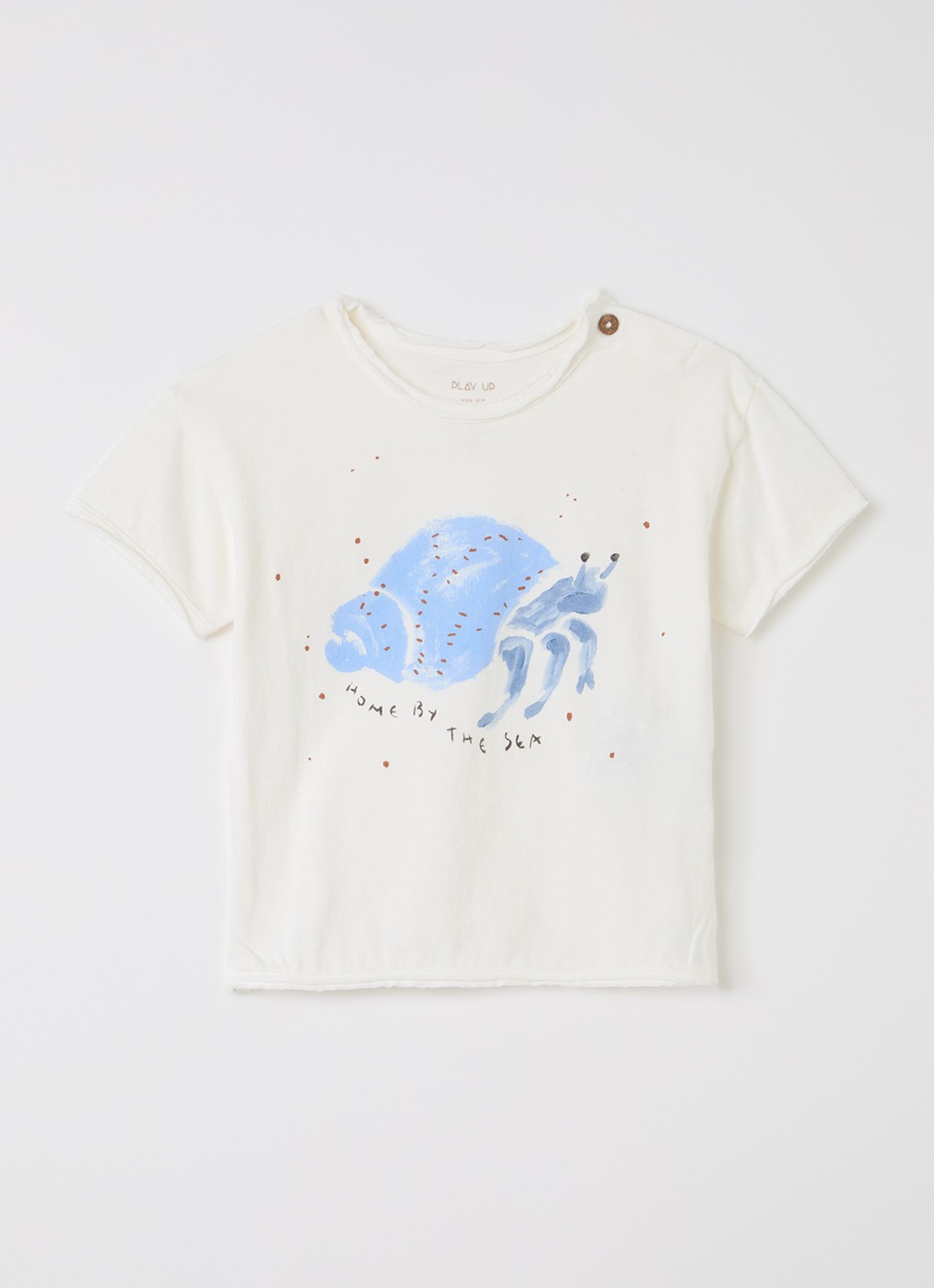 Play Up Crab T-shirt met print - voorkant gebroken wit