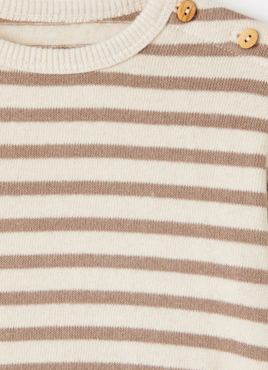 Play Up Fijngebreide trui met streepprint en volant - detail beige