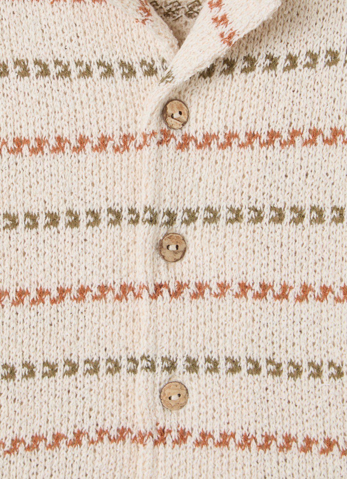 Play Up Grofgebreid overhemd met ingebreid patroon - detail beige