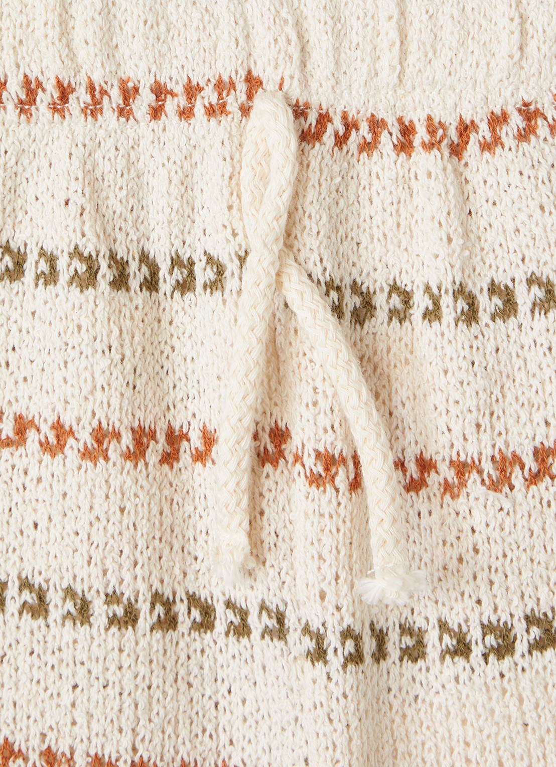 Play Up Grofgebreide straight fit korte broek met streepprint - detail 3 beige