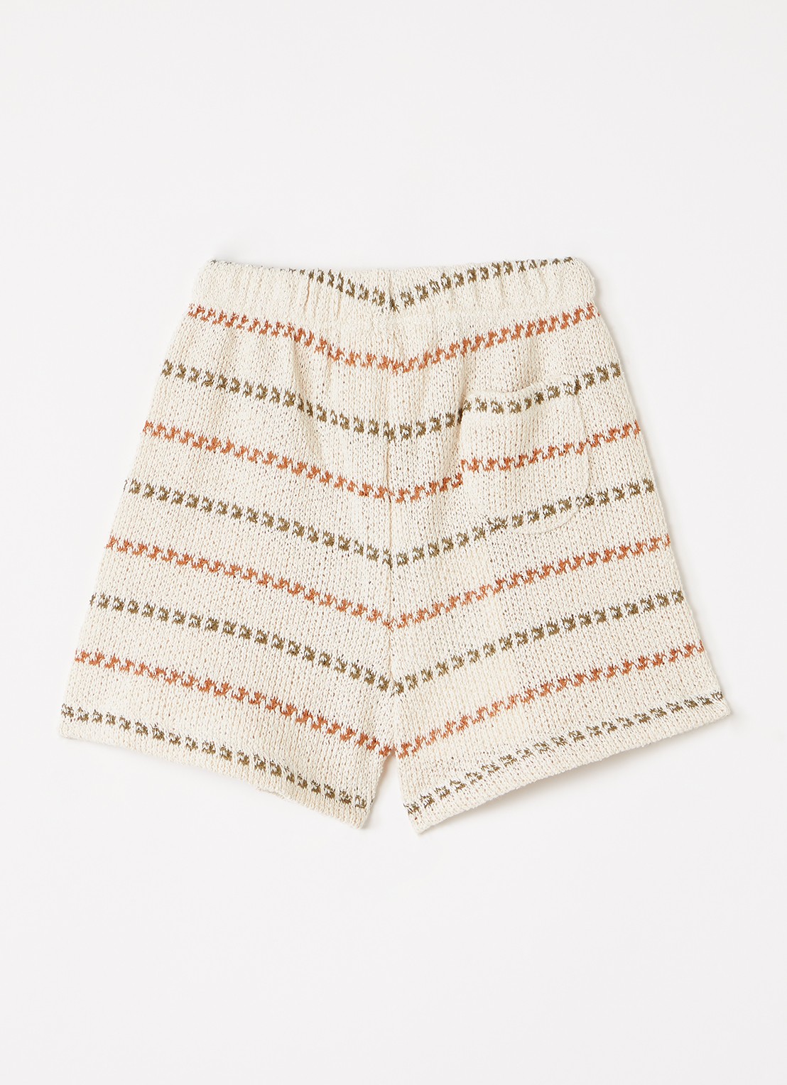 Play Up Grofgebreide straight fit korte broek met streepprint - voorkant 2 beige