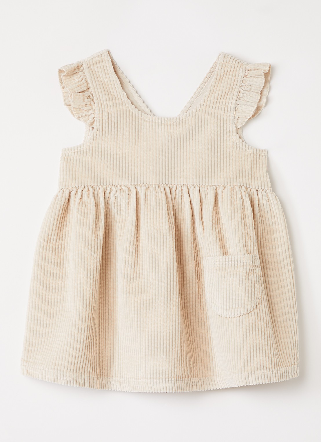 Play Up Jurk van corduroy met volant - voorkant 2 creme