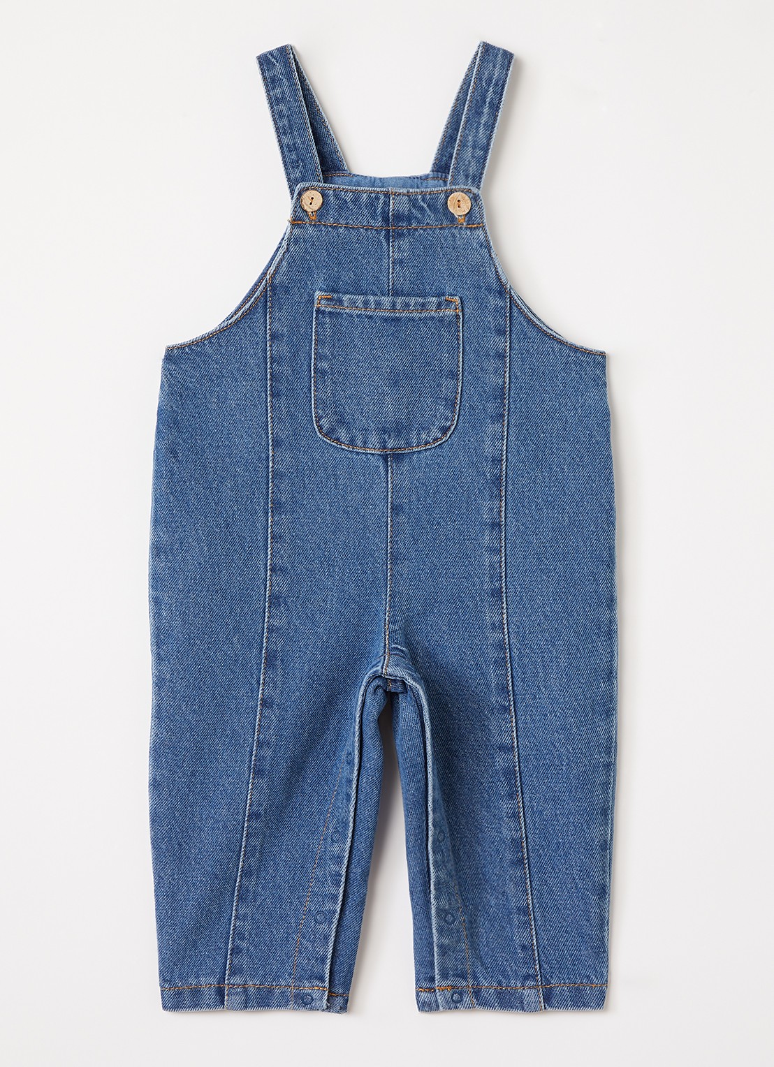 Play Up Straight fit tuinbroek van denim - voorkant indigo