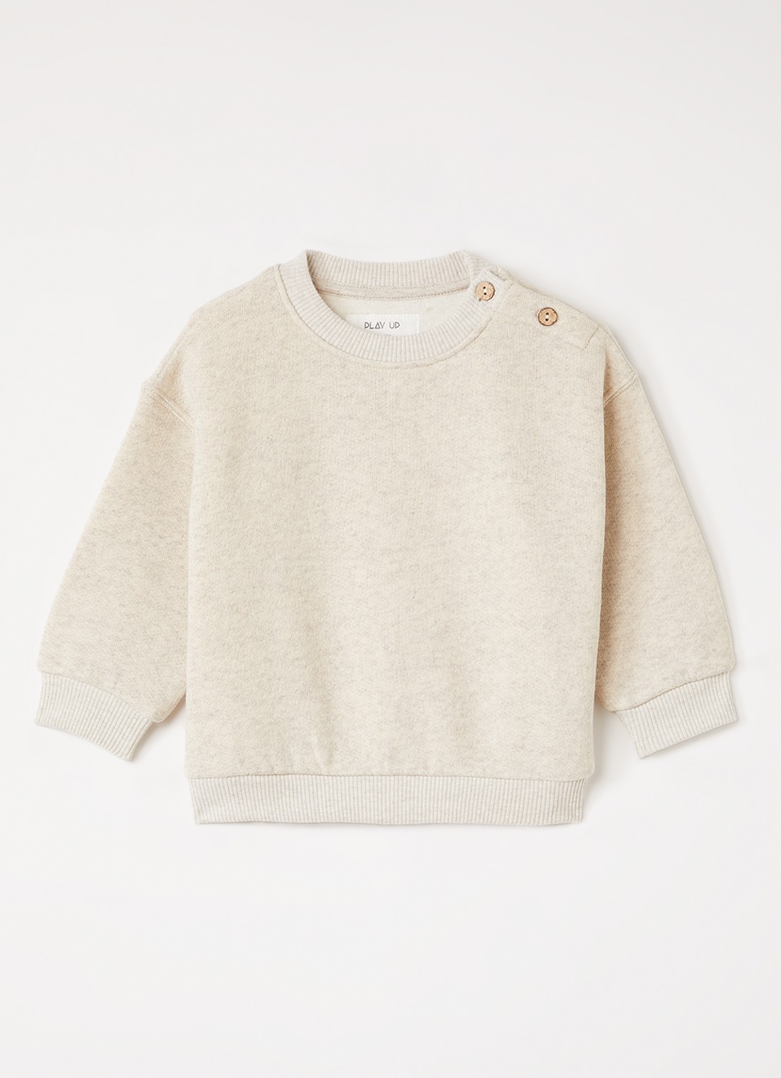 Play Up Sweater met gemêleerd dessin - voorkant 2 creme